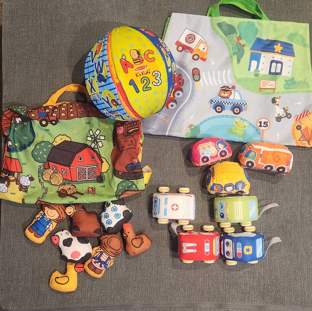 Colorful  Soft Farm and Vehicle Playset for Kids